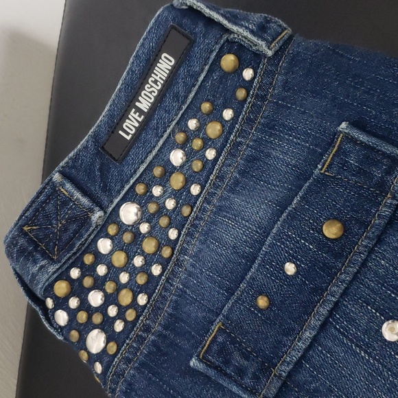 Love Moschino Blue Studded Jeans Size 26 - Picture 1 of 12